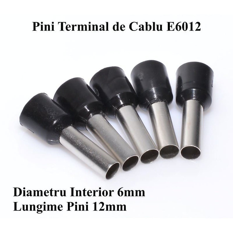 Set 100 Pini Terminali 6mm Negru