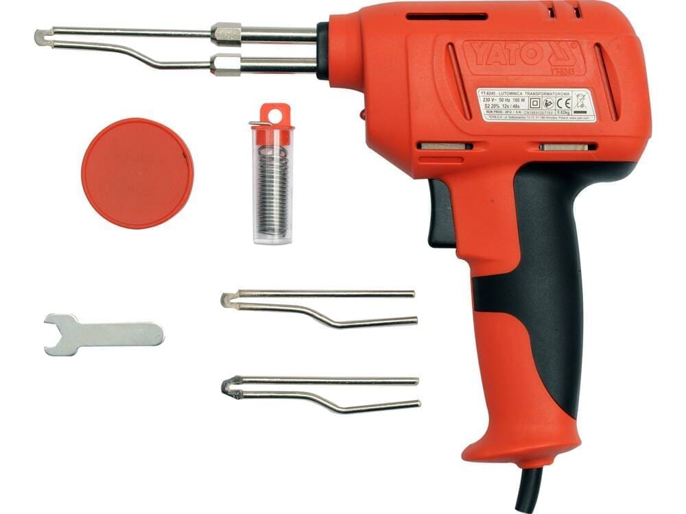 Pistol pentru Sudat 180W, YATO YT-8245 cu Set 3 Varfuri de Schimb, Pasta Decapanta si Cositor