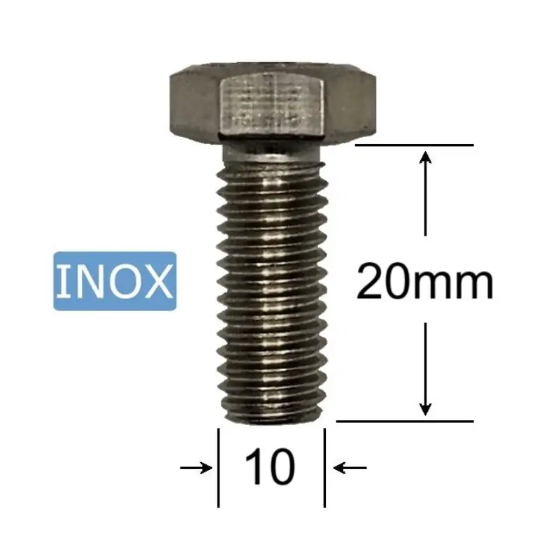 Suruburi Inox cu Cap Hexagonal M10x20 mm - Cutie 50 Bucati