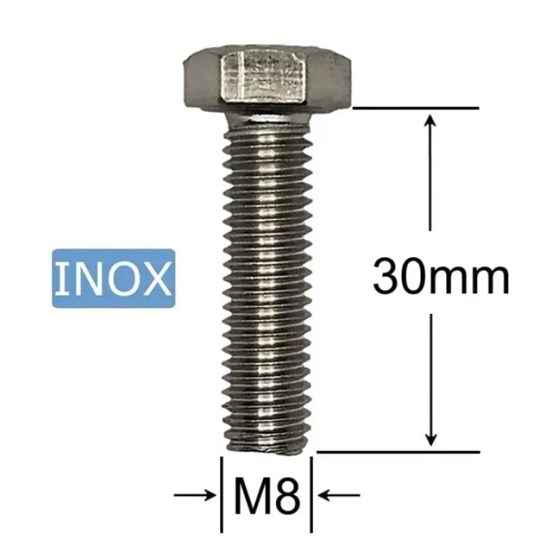 Suruburi Inox cu Cap Hexagonal M8x30 mm - Cutie 50 Bucati