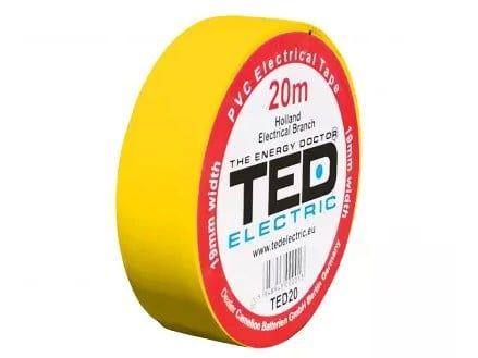 Banda izolatoare PVC, 20m x 19mm, pentru protectia si izolarea cablurilor, galben